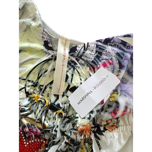 S-Twelve NWT Tattoo Style Mini Dress S Y2K Graphic Ed Hardy Vibes - Picture 2 of 4